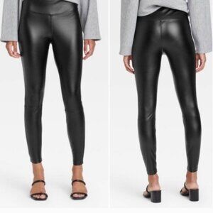 A New day black faux leather leggings XS